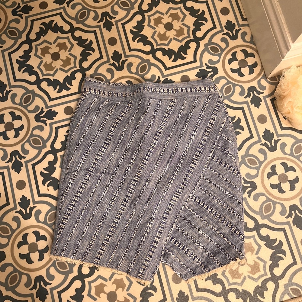 LOFT Blue and White Textured Skirt